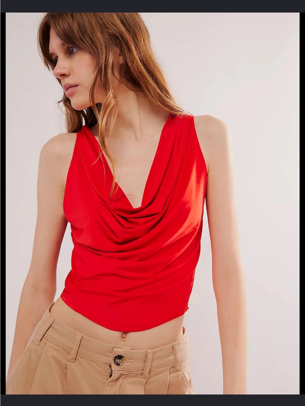 Free people City Nights Tuck in Top fiery red large NWT